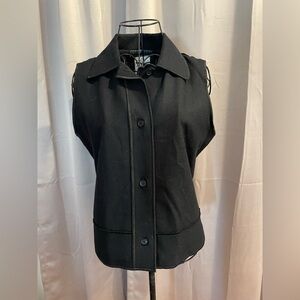 Harve Benard COLLECTION Smooth Black Wool Blend Vest w/ Stitched Hems Size 6 VTG